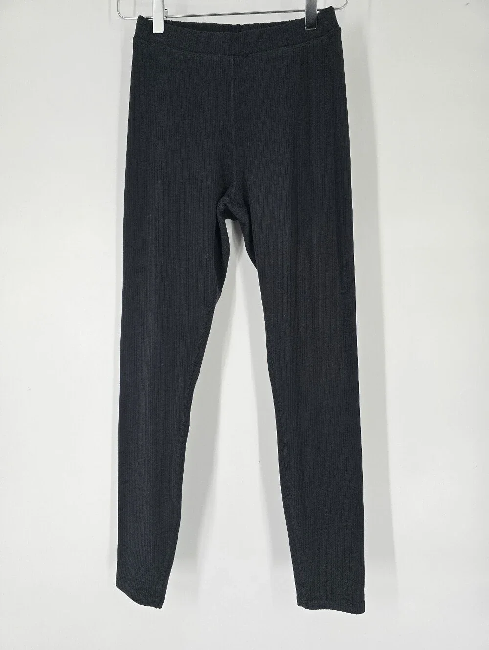 ALO Yoga Black Knit Ribbed Stretch Pull On Pants Leggings Size S